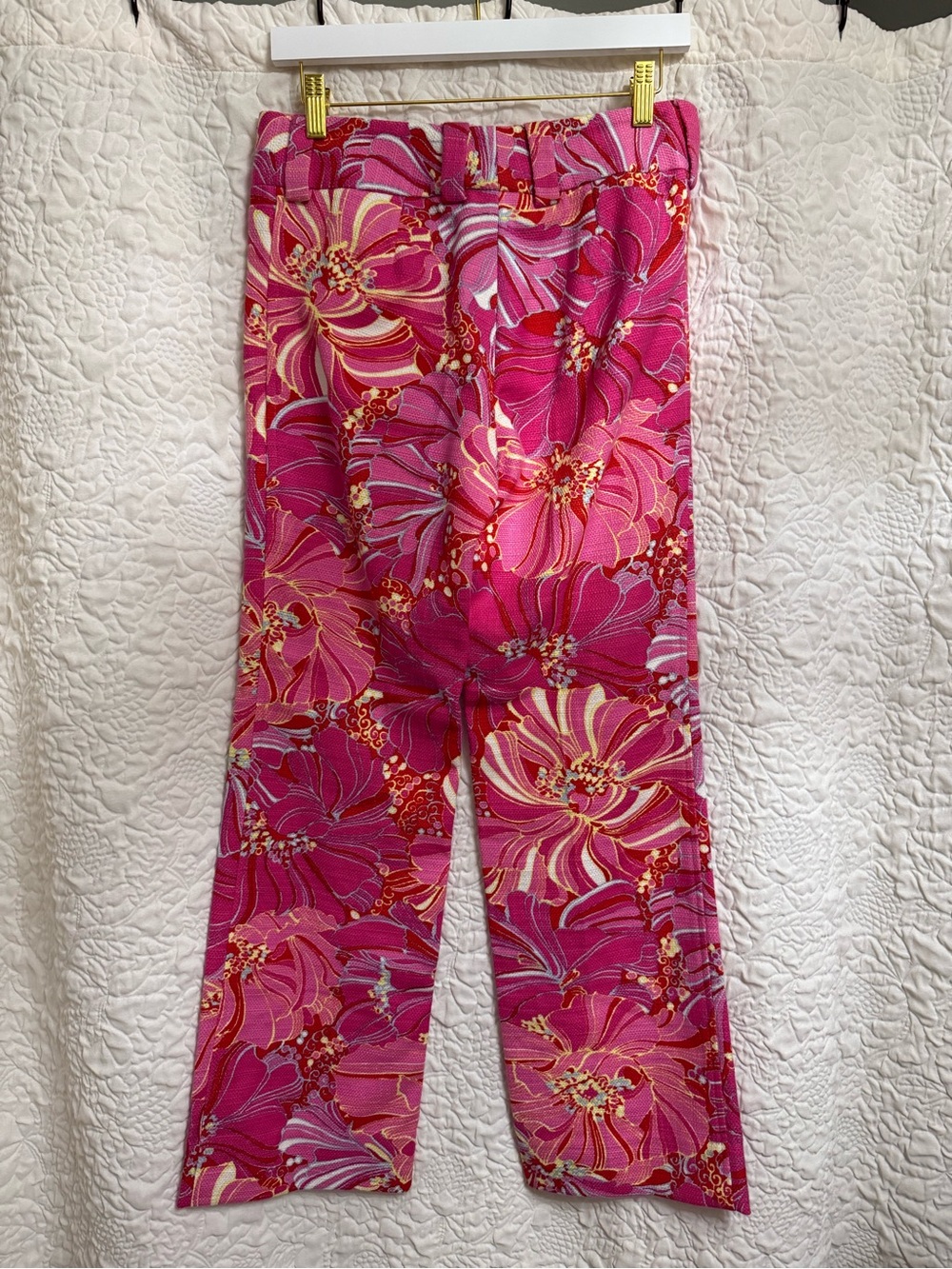 Dolce & Gabbana Pink Floral Wide-Leg Cotton/Flax Pants - Picture 2 of 9